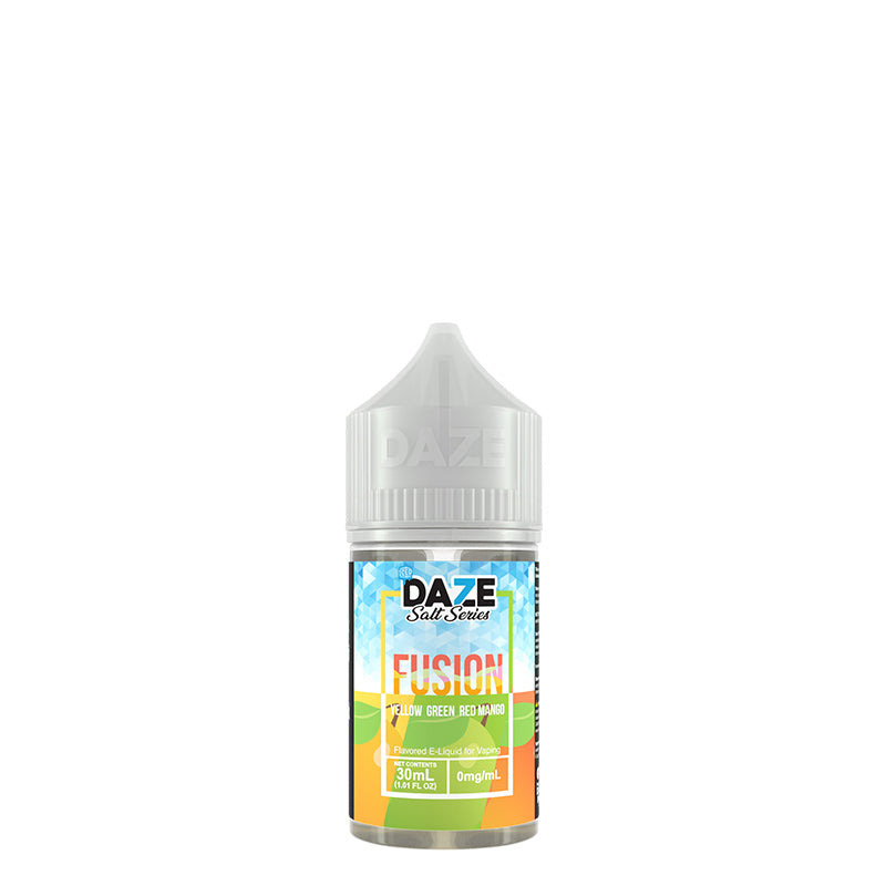 A 30ml bottle of ICED Yellow Green Red Mango 7 Daze Fusion Salt - Vaper Corner
