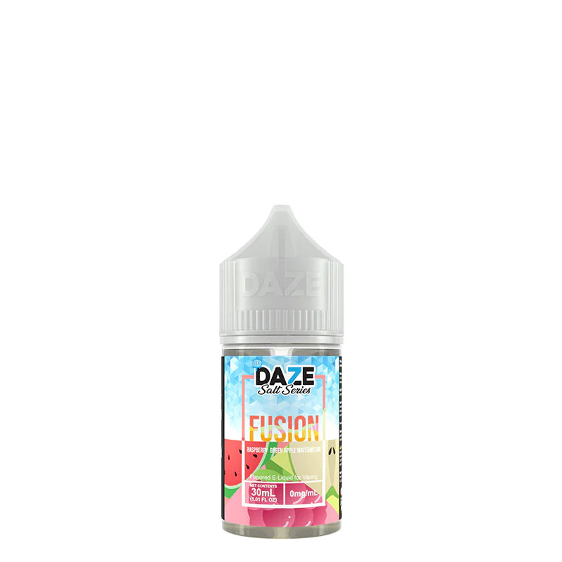 A 30ml bottle of ICED Raspberry Green Apple Watermelon 7 Daze Fusion Salt - Vaper Corner