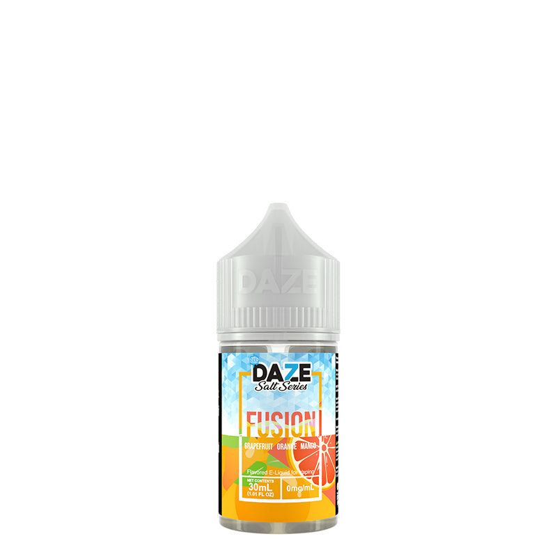 A 30ml bottle of ICED Grapefruit Orange Mango 7 Daze Fusion Salt - Vaper Corner